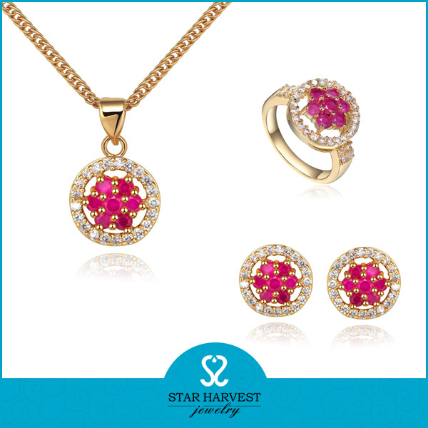 Gold Plating 925 Sterling Silver Jewelry Set for Decoration (J-0040)