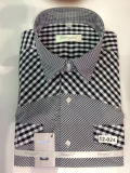 Men's Business Long Sleeve Contrast Collar Cotton Check Shirt