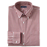 Red Checks Stand up Collar Cotton Men's Shirt (WXM291)