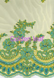 Mixed Embroidery Special Embroidery for 3mm Spangle Pure White Nylon Mesh Wedding Dress SLS1213
