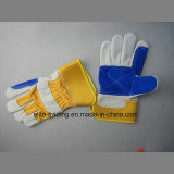 Cow Split Leather Gloves with Double Palm in Blue