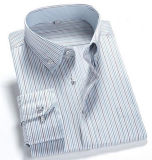Men's Long Sleeve Business Wrinke Free Striped Double Collar Shirt
