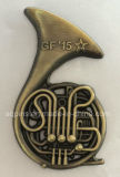 3D French Horn Metal Badge in Antique Bronze of Metal Crafts (badge-118)