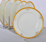 High White Porcelain/ Ceramic Golden Decal Plate,