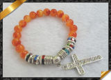 Tungsten Bracelet, Dyed Jade Bracelets, Spacer Beads Crosses Bracelet (LW023)