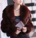Ladies' Suit Collar Short Fur Coat with Fox Fur