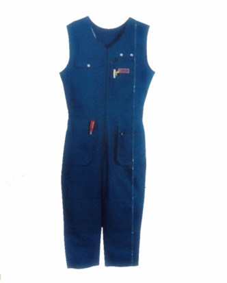Multi-Pockets & Double Knee Cotton Drill Sleeveless Working Overall (HS-O008)