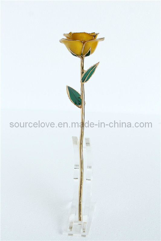 Fashion Decoration-24k Gold Dipped Yellow Rose for Holiday (MG035)