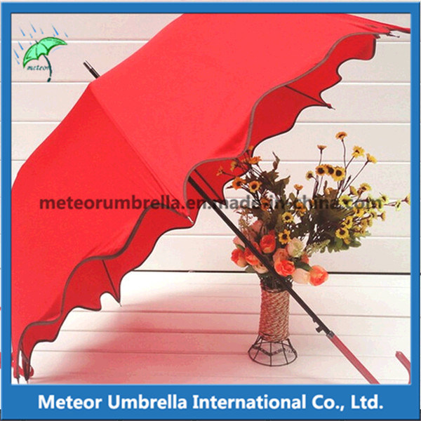 Automatic PU Coated Gift Flower Women Umbrella for Wedding