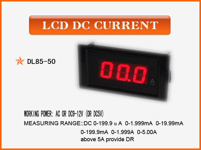 Dl85-50 LCD DC Current Mini Digital Panel Meter