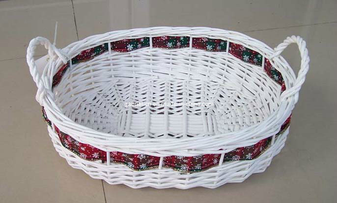 White Round Willow Basket (dB022)