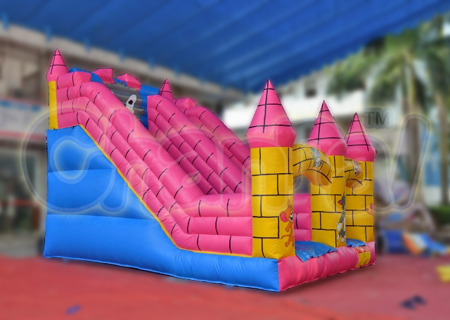2014 Inflatable Pink Blue Yellow Castle Slide Chsl322