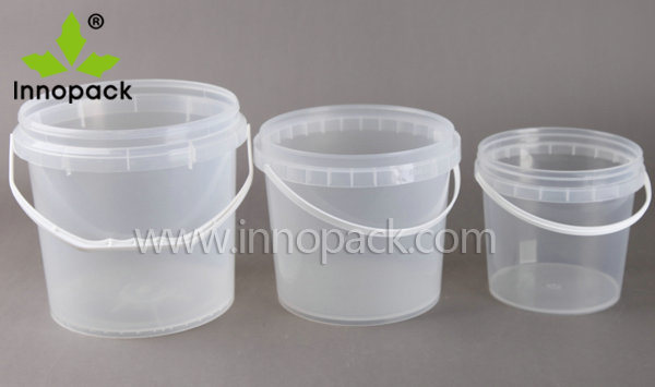 4L Clear Plastic Bucket and Transparent Pail with Lid