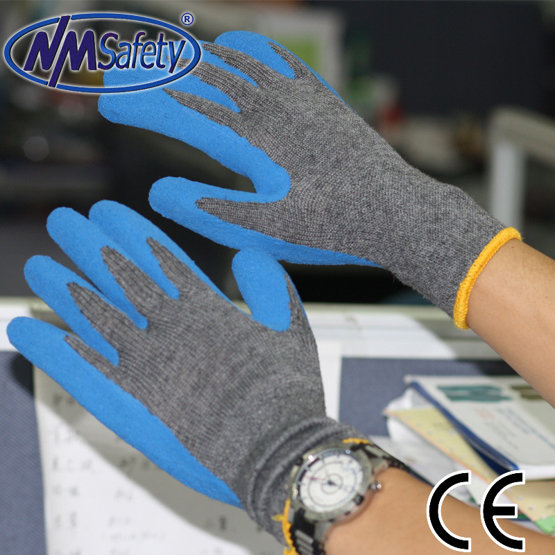 Nmsafety Cheap Recycle Polyester Latex Coated Work Gripper Gloves