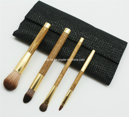 New Arrival! Unique Design 4PCS Cosmetic Brush Set with Natural Wooden Handle