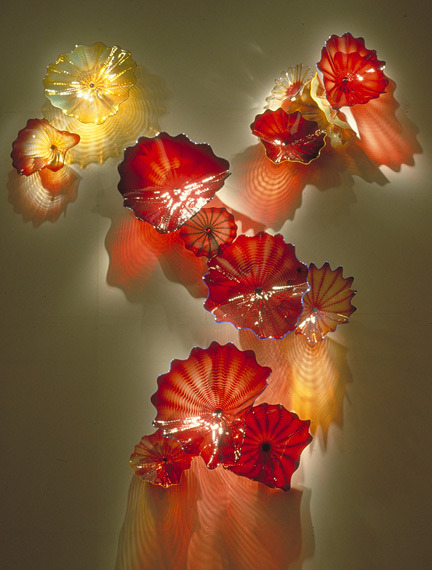 Red Yellow Murano Glass Plates for Wall Decoration