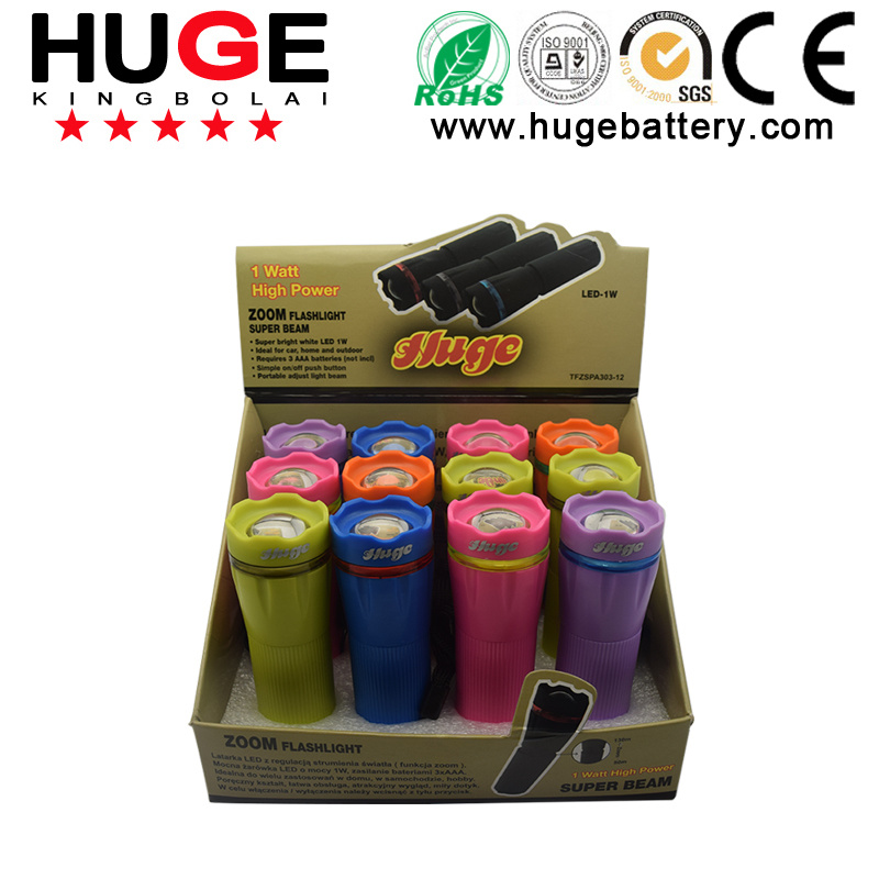 Colorfur & Portable Torch with 3AAA Batteries