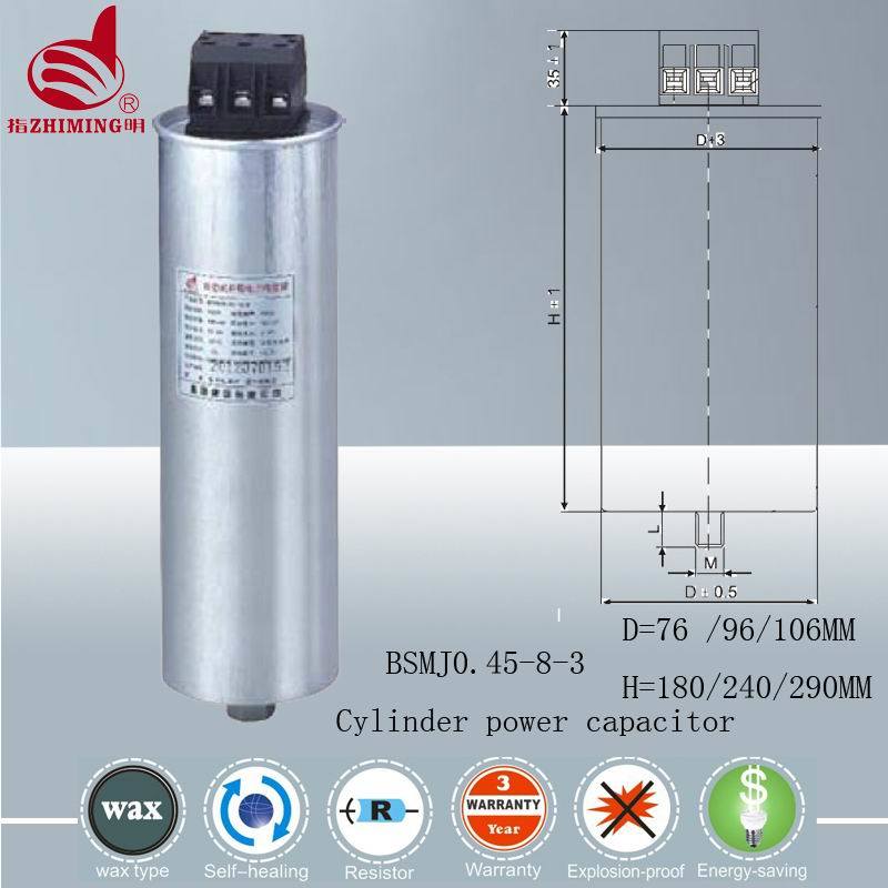 Cylinder Power Factor Capacitor 480V 60Hz (BGMJ0.48-8KVAR-1)