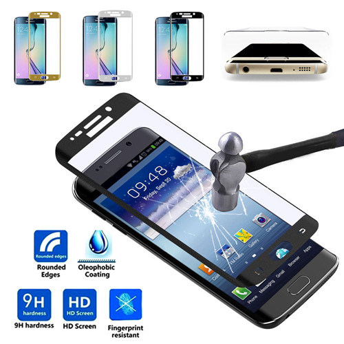 Full Coverage Tempered Glass Screen Protector for Samsung Galaxy S6 Edge with Curved Sides