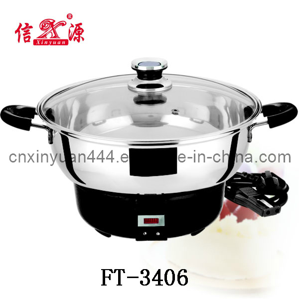 Stainless Steel Electric Pot with Glass Lid (FT-3406)