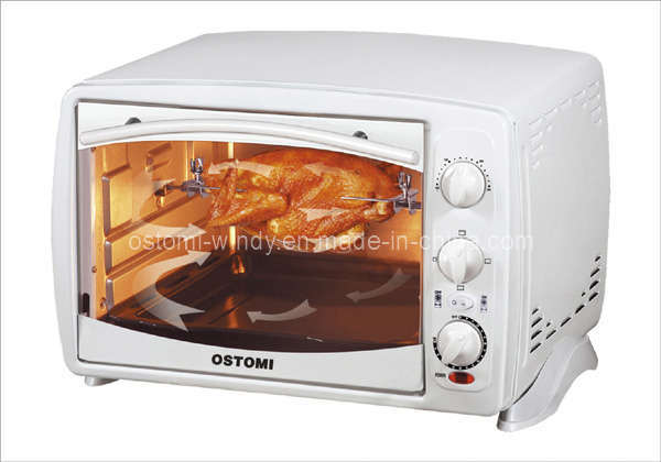 White Electric Toaster Oven with Convection, Rotisserie Function, 1380W