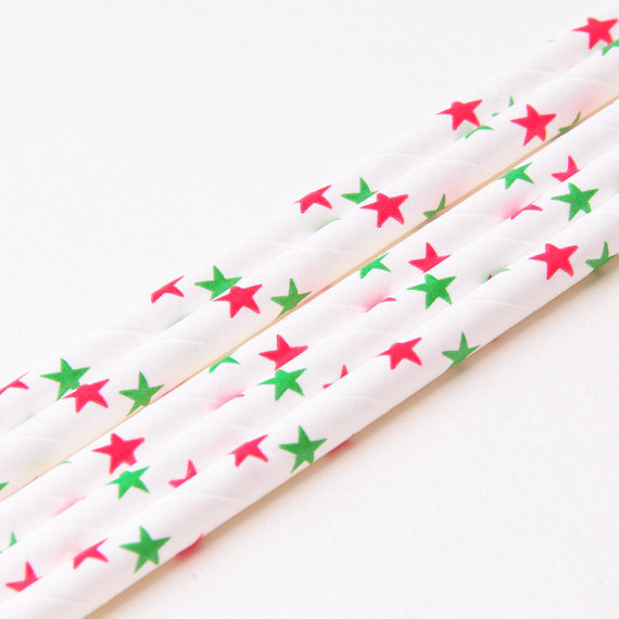 Red Polka DOT Paper Straw Merry Christmas Theme