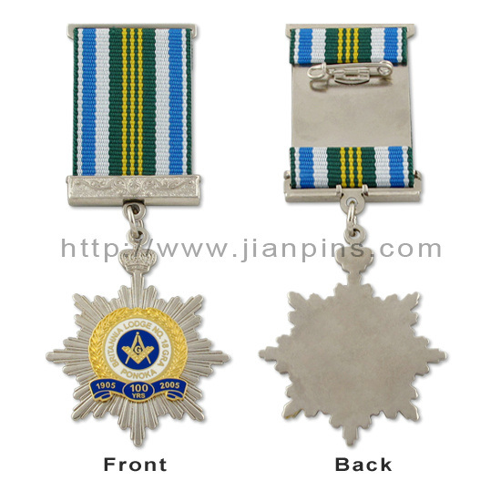 Military Medallion with Short Ribbon Drape