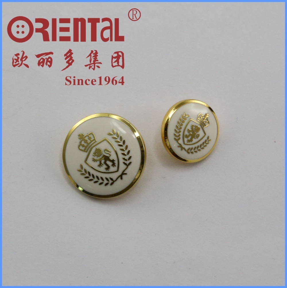 Fashion Gold with White Enamel Metal Button