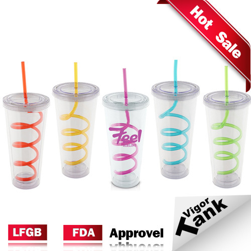 Plastic Cold Drink 16oz Drinking Tumbler BPA Free Double Walled Insulated Acrylic Tumbler Cup Mug