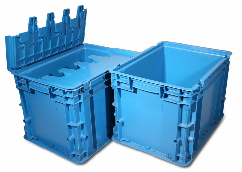 Plastic Stack Crate with Attached Lid (PK-D2)