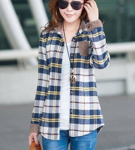 Casual Long Sleeves Women's Cotton Flannel Shirt