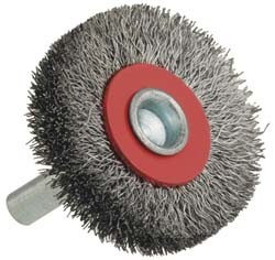 Shaft Wheel Brushes with High Efficiency (Crimped wire, 38mm, 50mm, 63mm, 75mm, 100mm diameter)