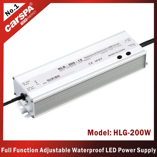 200W Full Function Adjustable Waterproof Power Supply