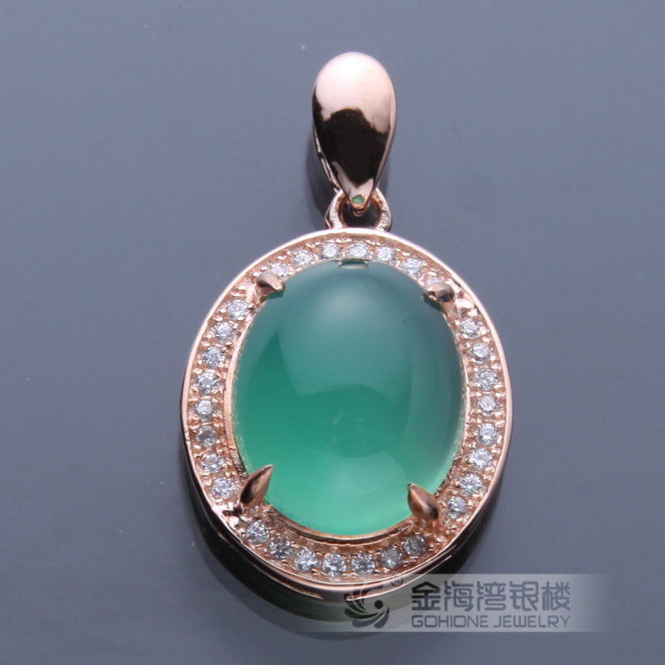 Wholesale 925 Sterling Silver Pendant with Jade Stone