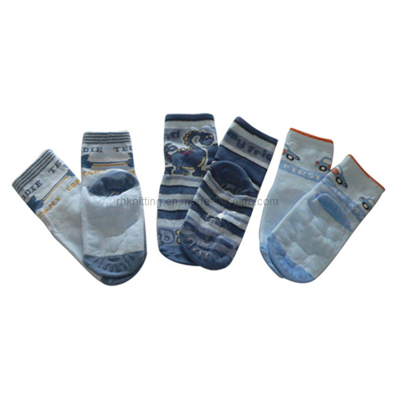 Designed Baby Cotton Socks with Silicon Sole Bs-36