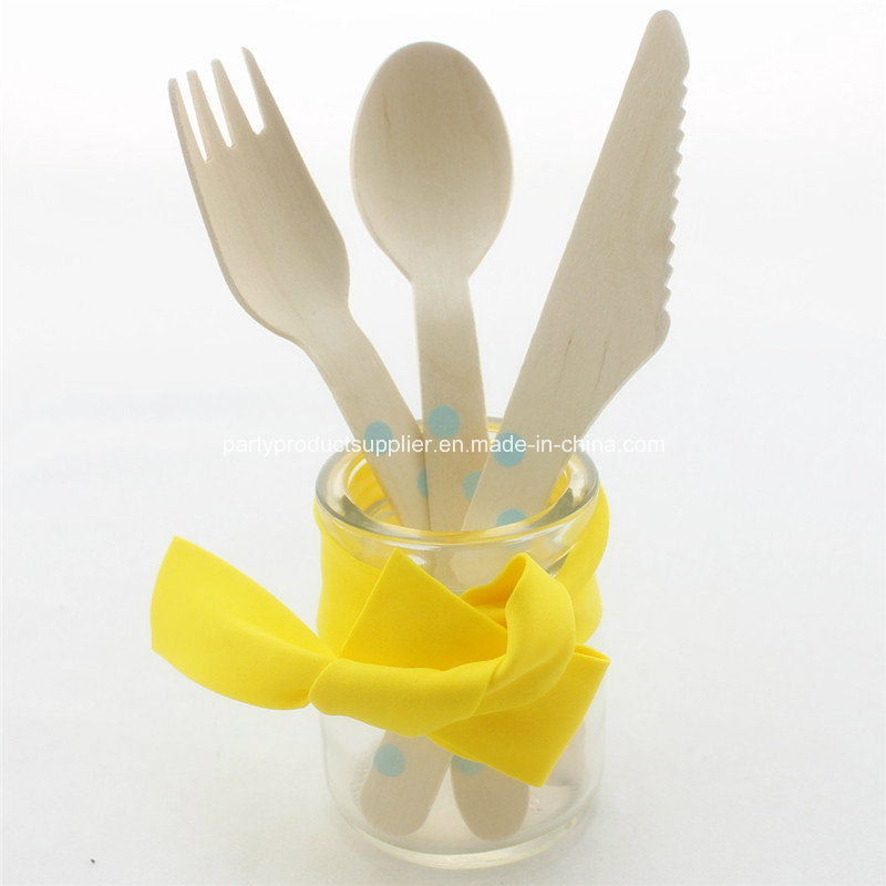 Colored Striped Wooden Cutlery Party Tableware with SGS Tested