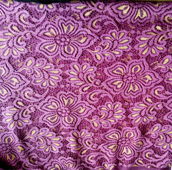 N/T Golden and Mauve Bicolors Lace Fabric