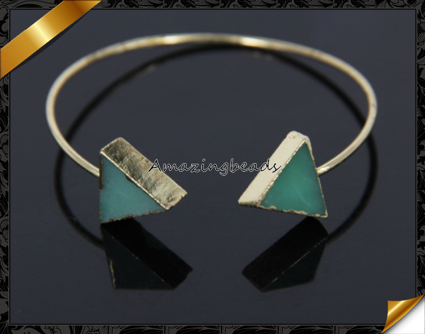 Green Triangle Bangle Bracelet, Women Jade Bangle Bracelet, Natural Jade Bangle Bracelet (EF057)