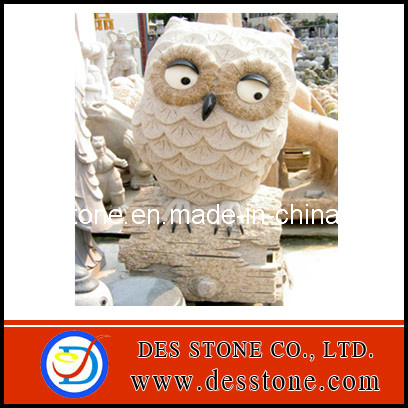 Yellow Granite Owl Sculpture Stone Carving