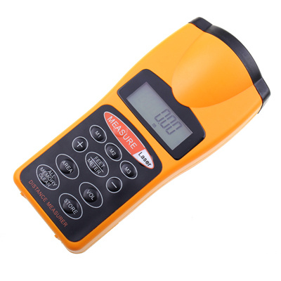 Ultrasonic Distance Meter with Laser Pointer and Area/Volume Calculator, Range: 0.5-18m