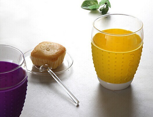 Hot Sale High Borosilicate Glass Cup with Sleeve 450ml