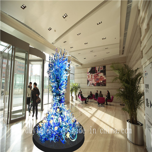 Blue Decorative Big Glass Sculpture for Display