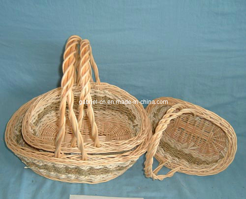 Wicker Basket with Straw Rope (M813)