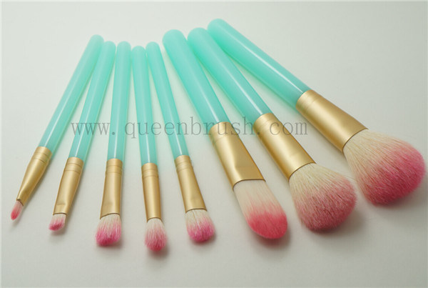 Custom Logo Green Makeup Sets 8PCS Silicone Makeup Brushes Cosmetics