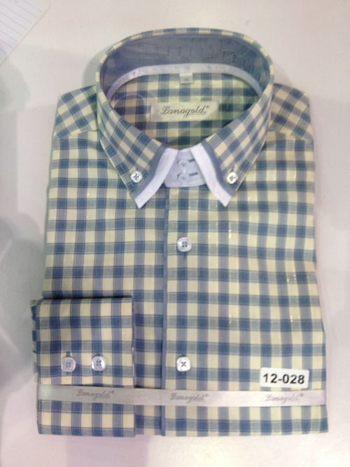 Men's Business Long Sleeve Contrast Double Collar Cotton Check Shirt