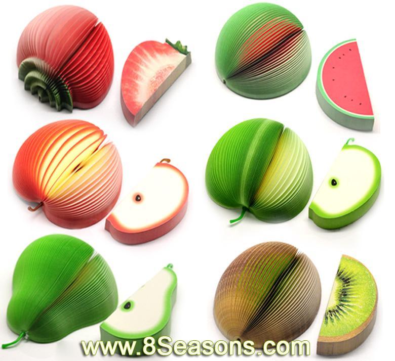 Novelty Mixed 3D Fruit Memo Note Pads 150 Sheets, 9.5x4.5cm-10x4cm, Sold Per Packet of 6 (B18069)