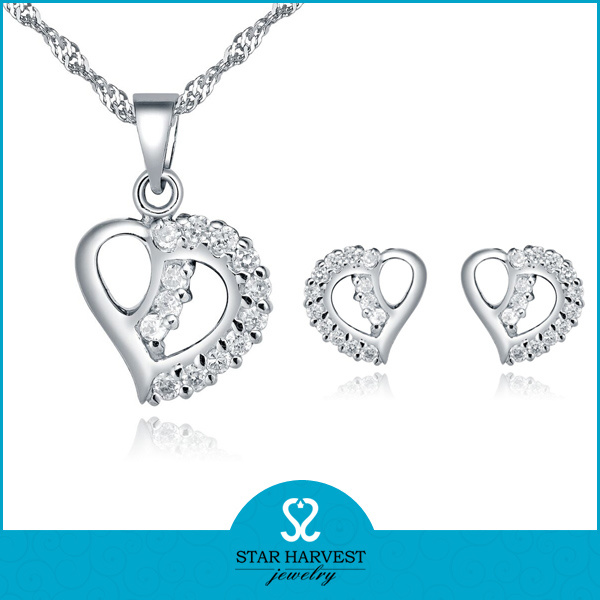Handmade Girl's 925 Sterling Silver Jewelry Set with CZ (J-0078)