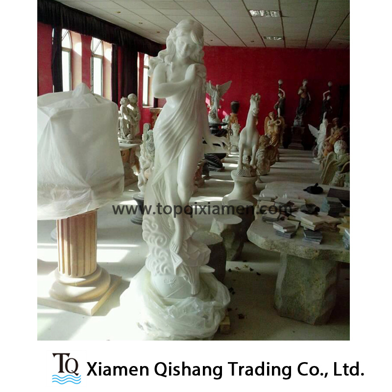 Hand Carved White Marble Sculpture for Garden Decoration