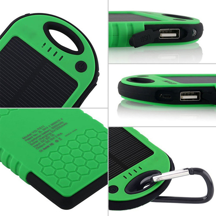 5000mAh Mobile Solar Charger with Waterproof Function