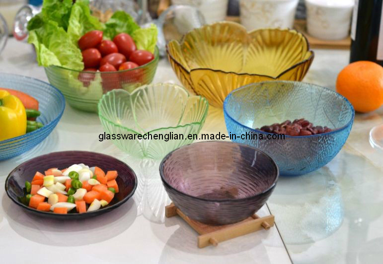 Various Colors of Glass Plate and Bowl (W-05)
